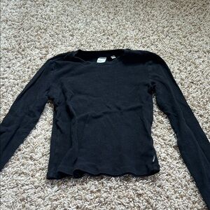 TNA Black Long Sleeve Ribbed Knit Top
